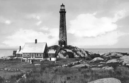 A black and white photo of the lighthouse.