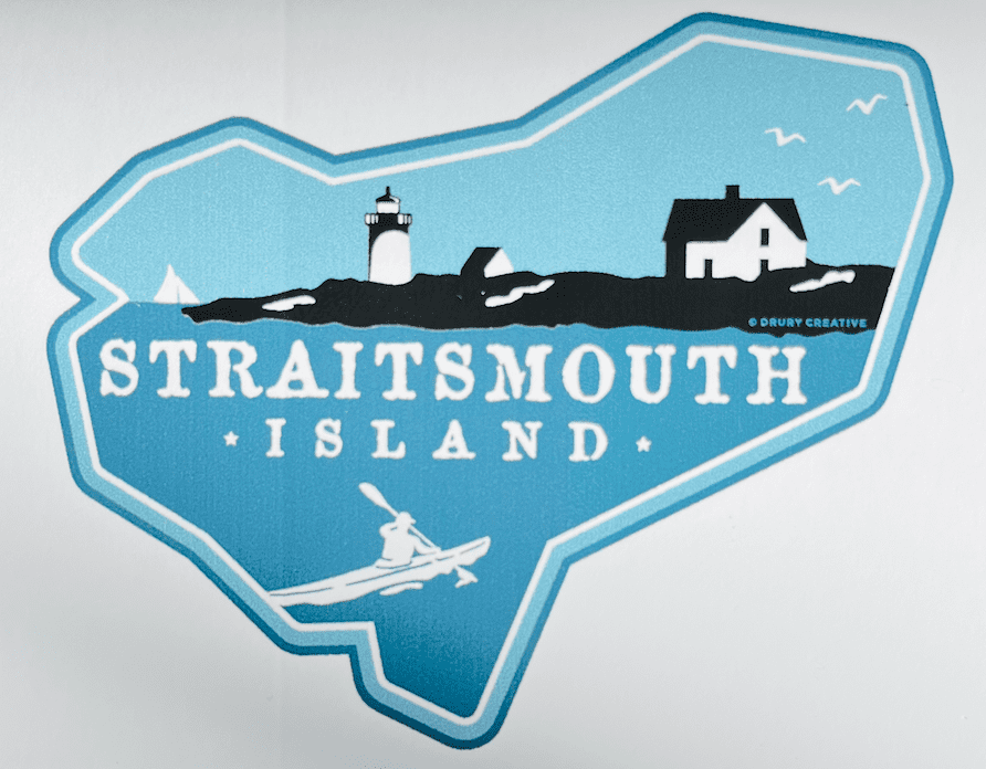 A sticker of the state of straitsmouth island.
